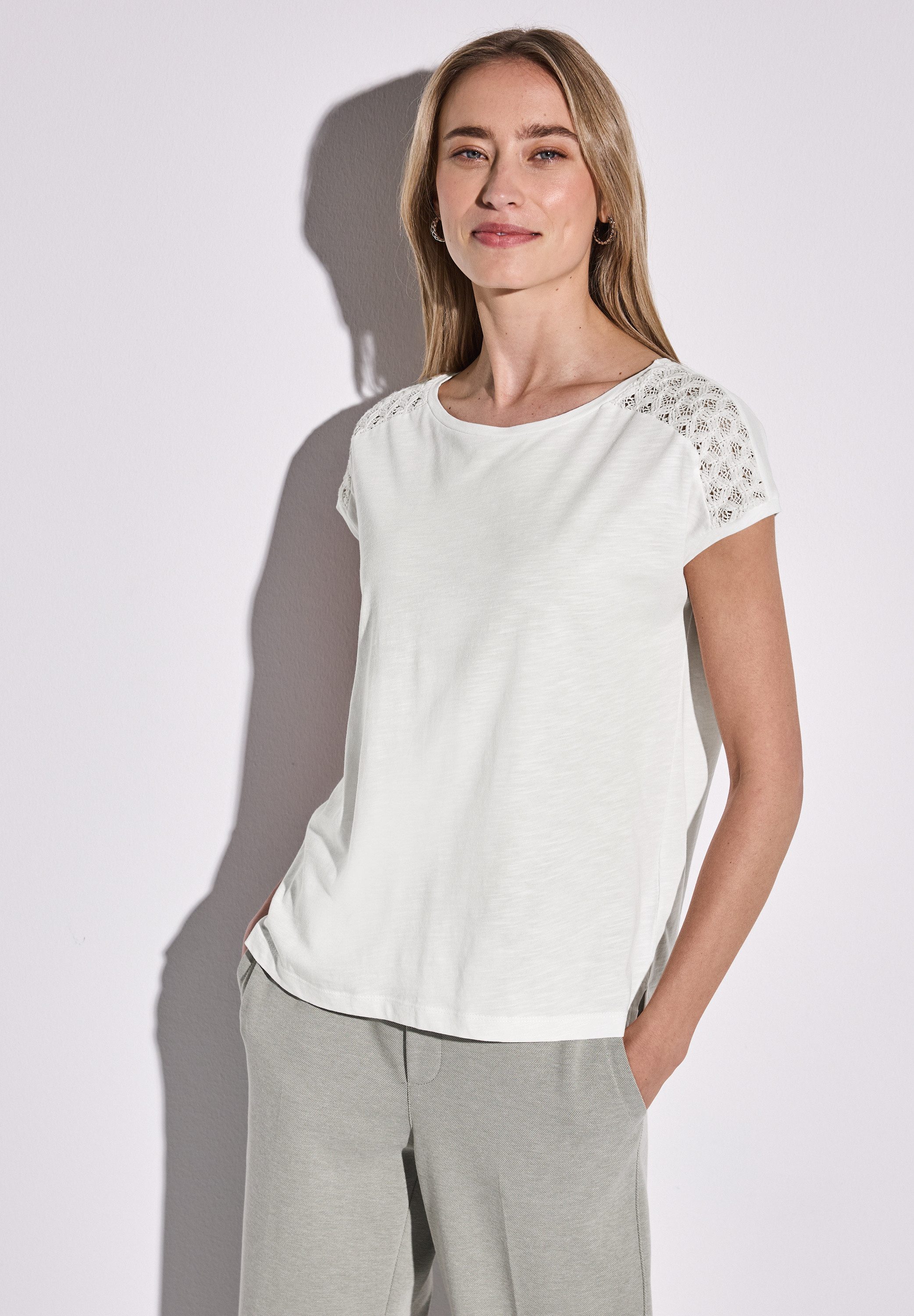 STREET ONE Spitzenshirt, im soften Baumwoll-Mix günstig online kaufen