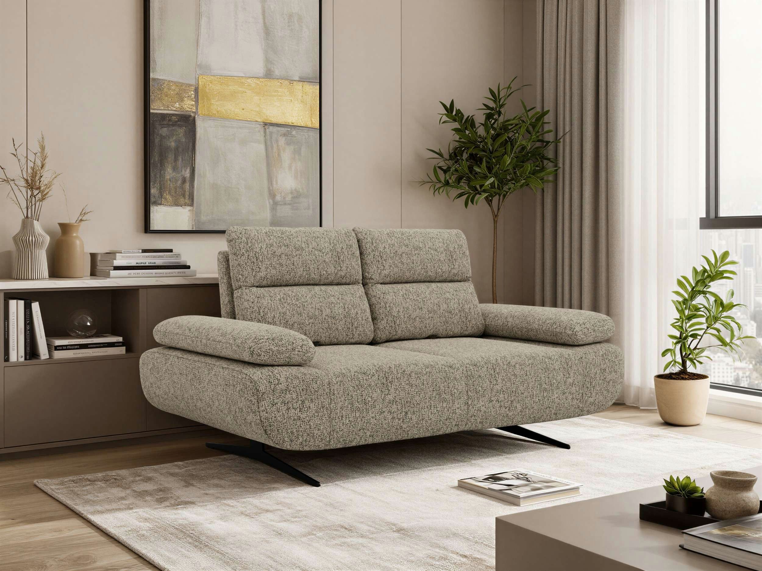 MKS MÖBEL Sofa SORAE, Set, Wellenfedern, 2-Sitzer Sofa, Relaxsofa, Schaumstoff T30/HR35