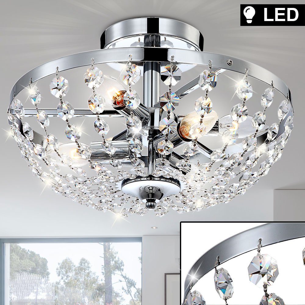 LED Design Decken Lampe K5 Kristalle Strahler Schlaf Zimmer Beleuchtung silber 