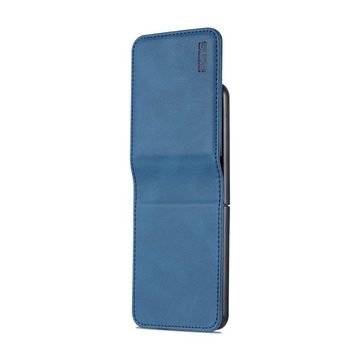 Wigento Handyhülle Für Samsung Galaxy Z Flip4 5G Kunstleder / Kunststoff Handy Tasche Hülle Etuis Blau
