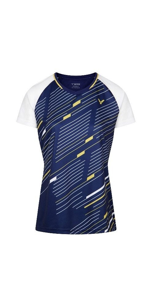 VICTOR Trainingsshirt T-44100 B (100% rec. Polyester) dunkelblau/weiss Damen