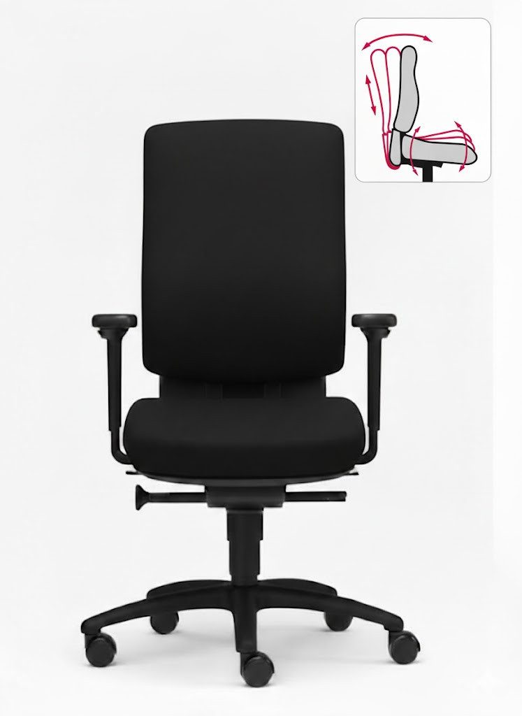 SITWELL STEIFENSAND AG Bürostuhl Ergo Spirit, Ergonomischer Allrounder Bürostuhl für alle Arbeitsplätze, Ergonomische Rückenlehne, Armlehnen, Synchron-Mechanik bis 120kg