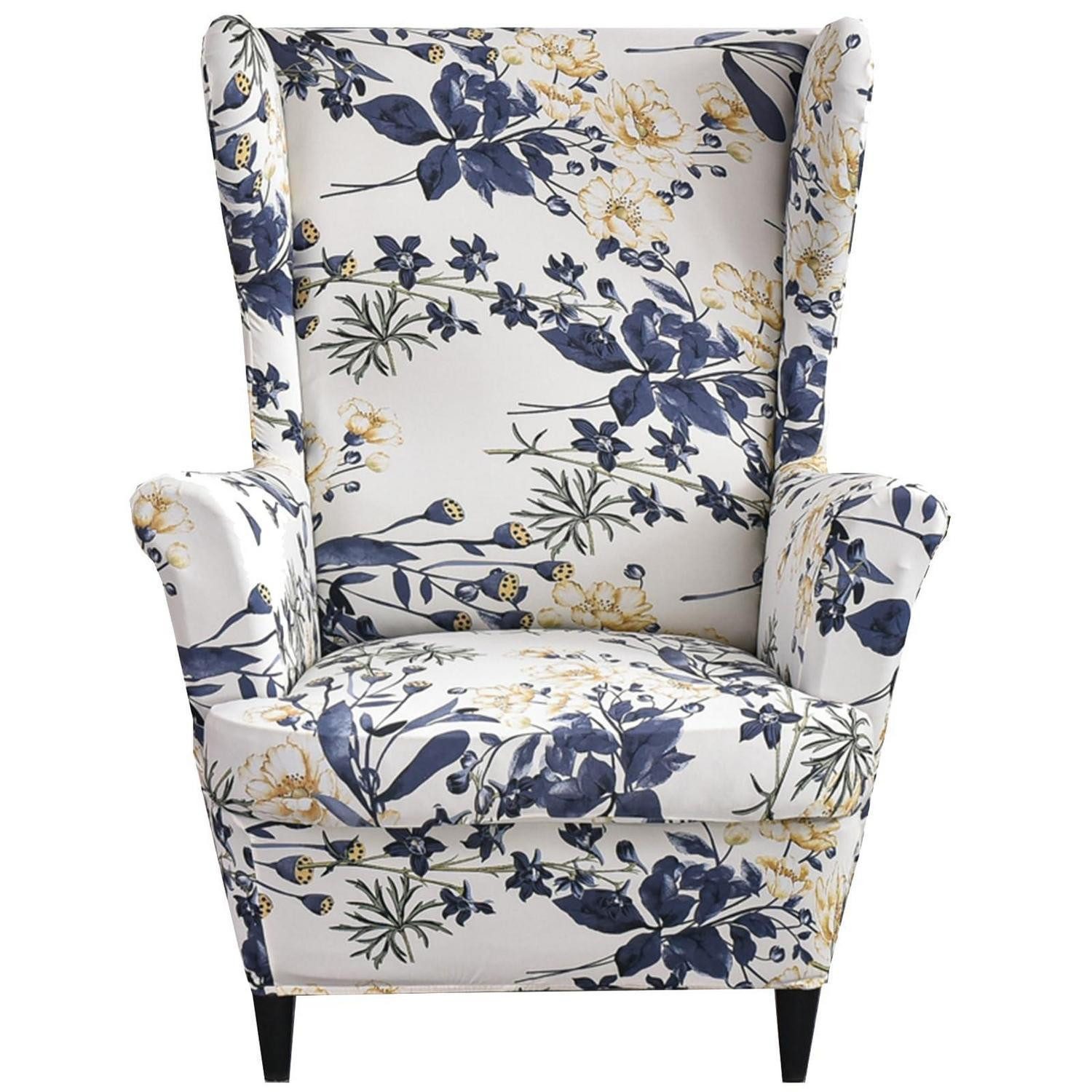 LuxusKollektion Sesselhusse Ohrensesselüberzug 2teilig Armlehnen Sofabezug Sea Of Flowers
