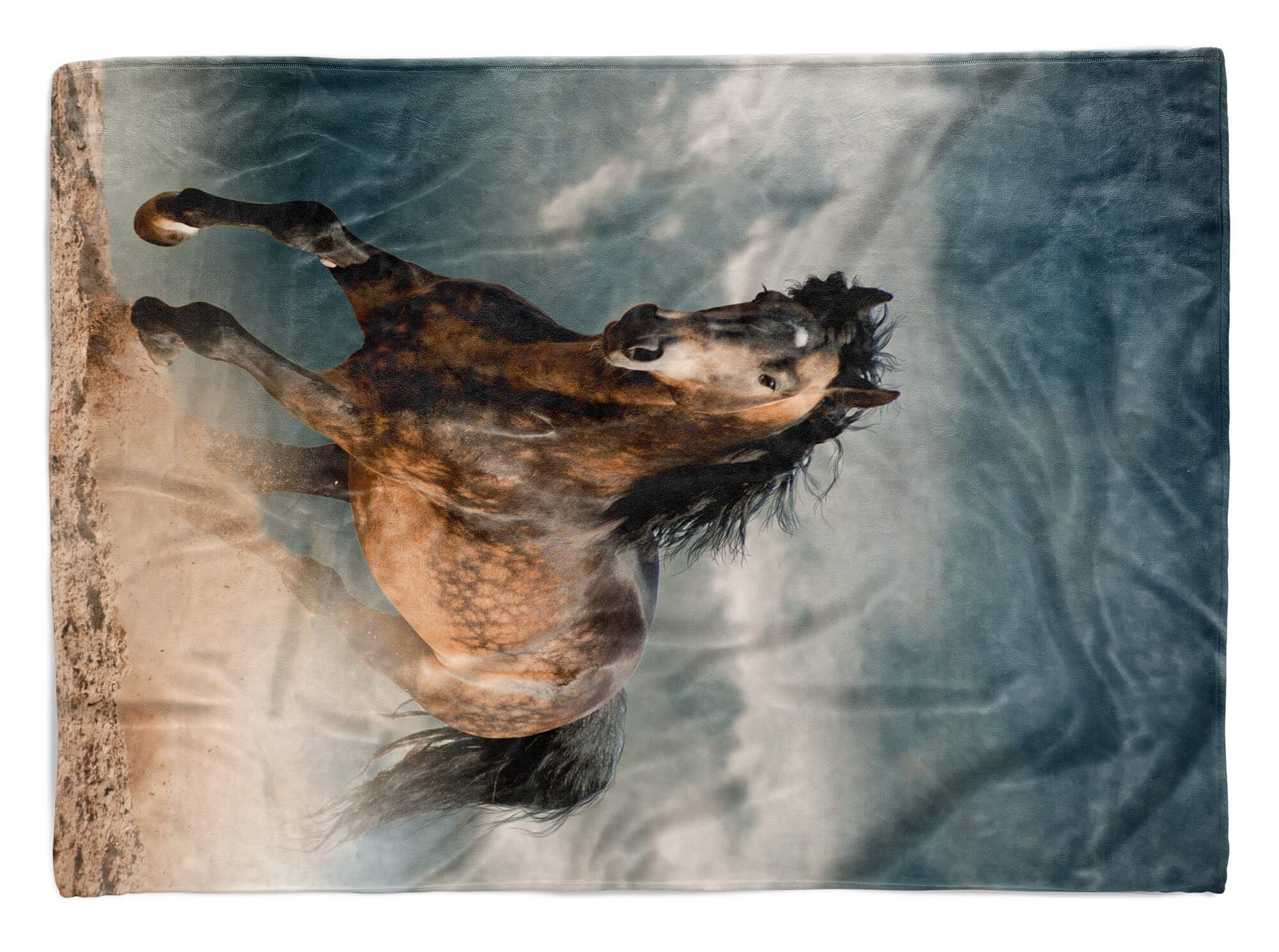 Sinus Art Handtücher Handtuch Strandhandtuch Saunatuch Kuscheldecke mit Tiermotiv Pferd Wild, Baumwolle-Polyester-Mix (1-St), Handtuch