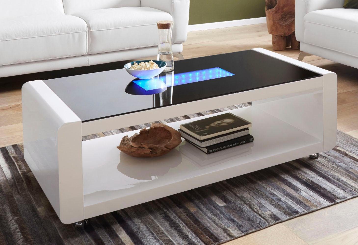 RAUM.ID Couchtisch mit 3D-LED-Beleuchtung, auf Rollen - RAUM.ID
