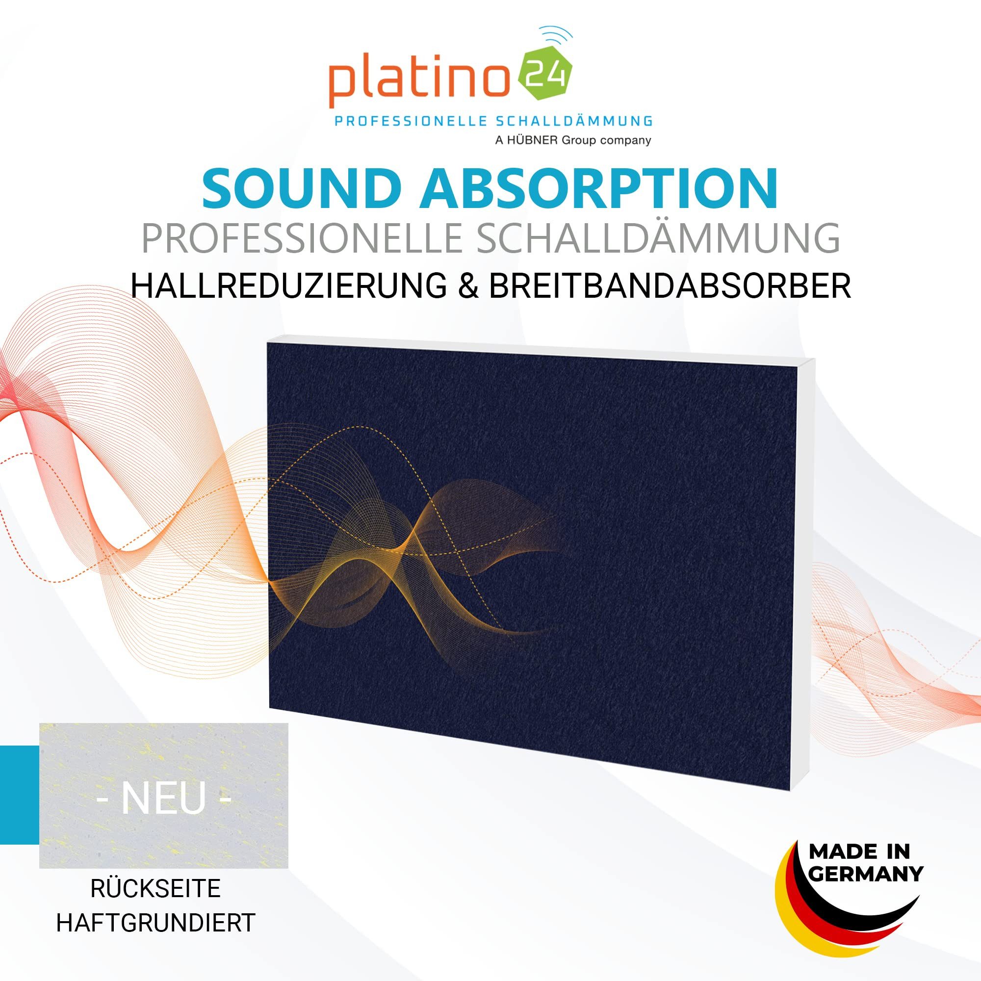 platino24 Wandpaneel Rechteck aus Basotect ® G+ mit Akustikfilz 825x550x50mm Mulitcolor