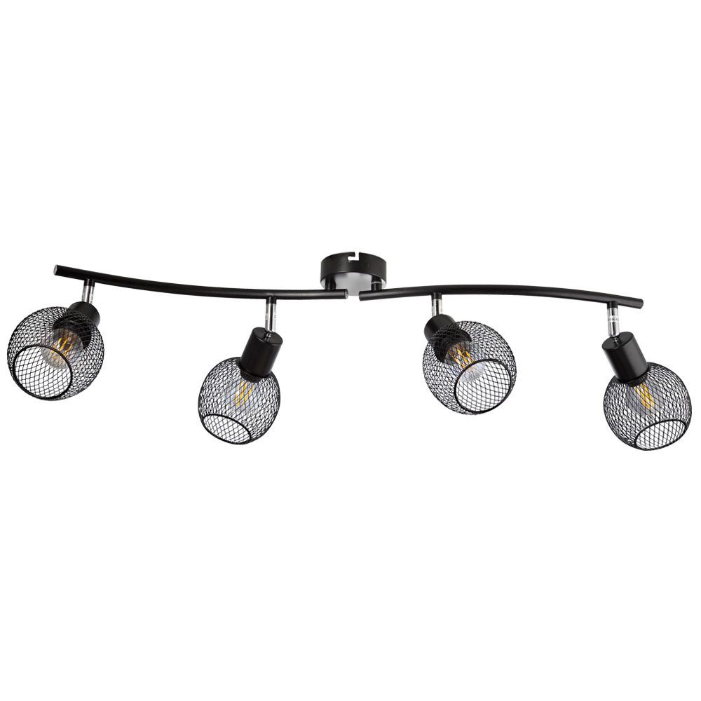 NOWA LED Deckenleuchte, Leuchtmittel nicht inklusive, Decken Leuchte Ess Zimmer Kugel Strahler schwarz Käfig Lampe