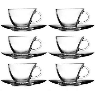 Pasabahce Gläser-Set (Art.nr:98396 Penguen, Glas, Tee Oder Kaffeetassen Set mit Untertassen Für 6 Personen