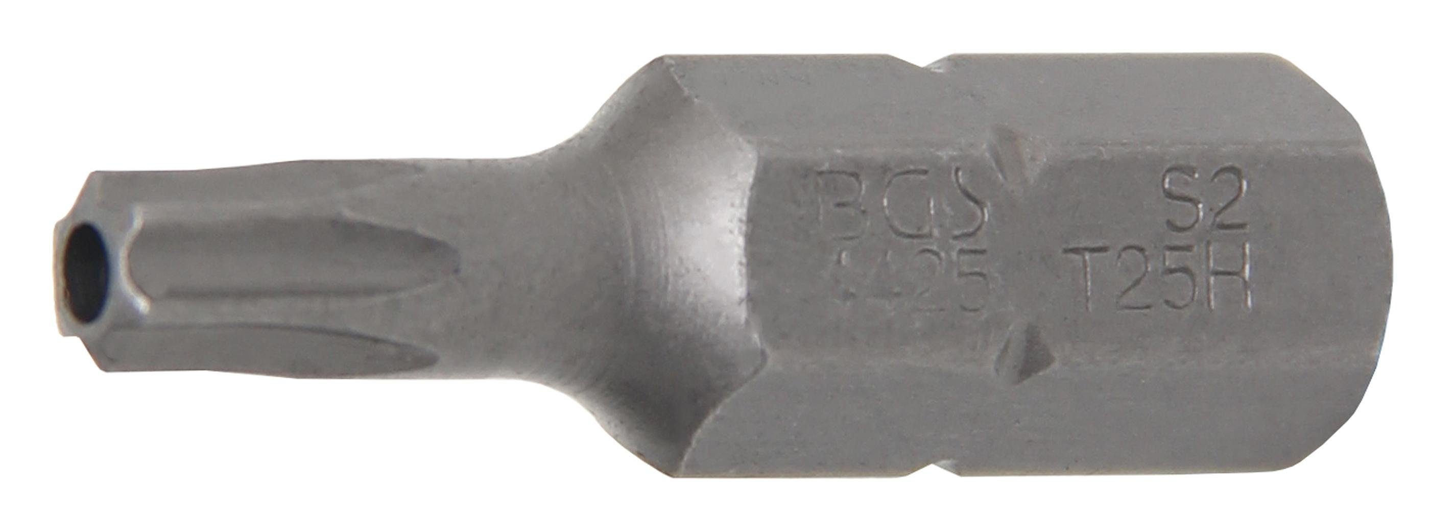 BGS technic Bit-Schraubendreher Bit, Länge 30 mm, Antrieb Außensechskant 8 mm (5/16), T-Profil (für Torx) mit Bohrung T25