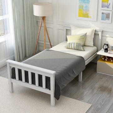 Tongtong Holzbett aus Bettgestell 90/140 x 200 cm Einzel- und Doppelbetten Weiß (1 St., Bett ohne Matratzen), Massivholz, 2 Größen
