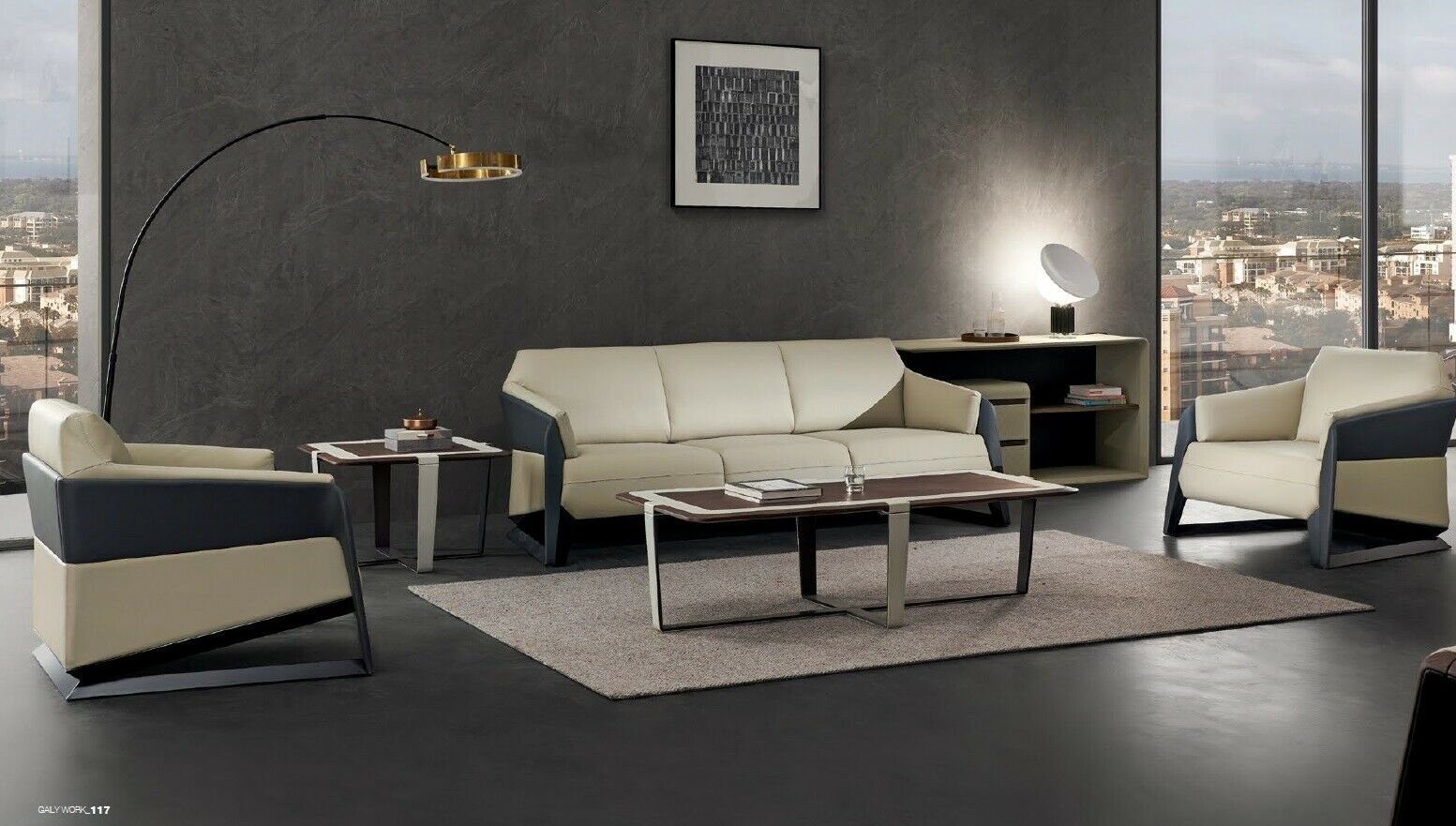 JVmoebel Sofa Weiße Sofagarnitur 3+1+1 Sitzer Büroeinrichtung Polstermöbel Neu, Made in Europe