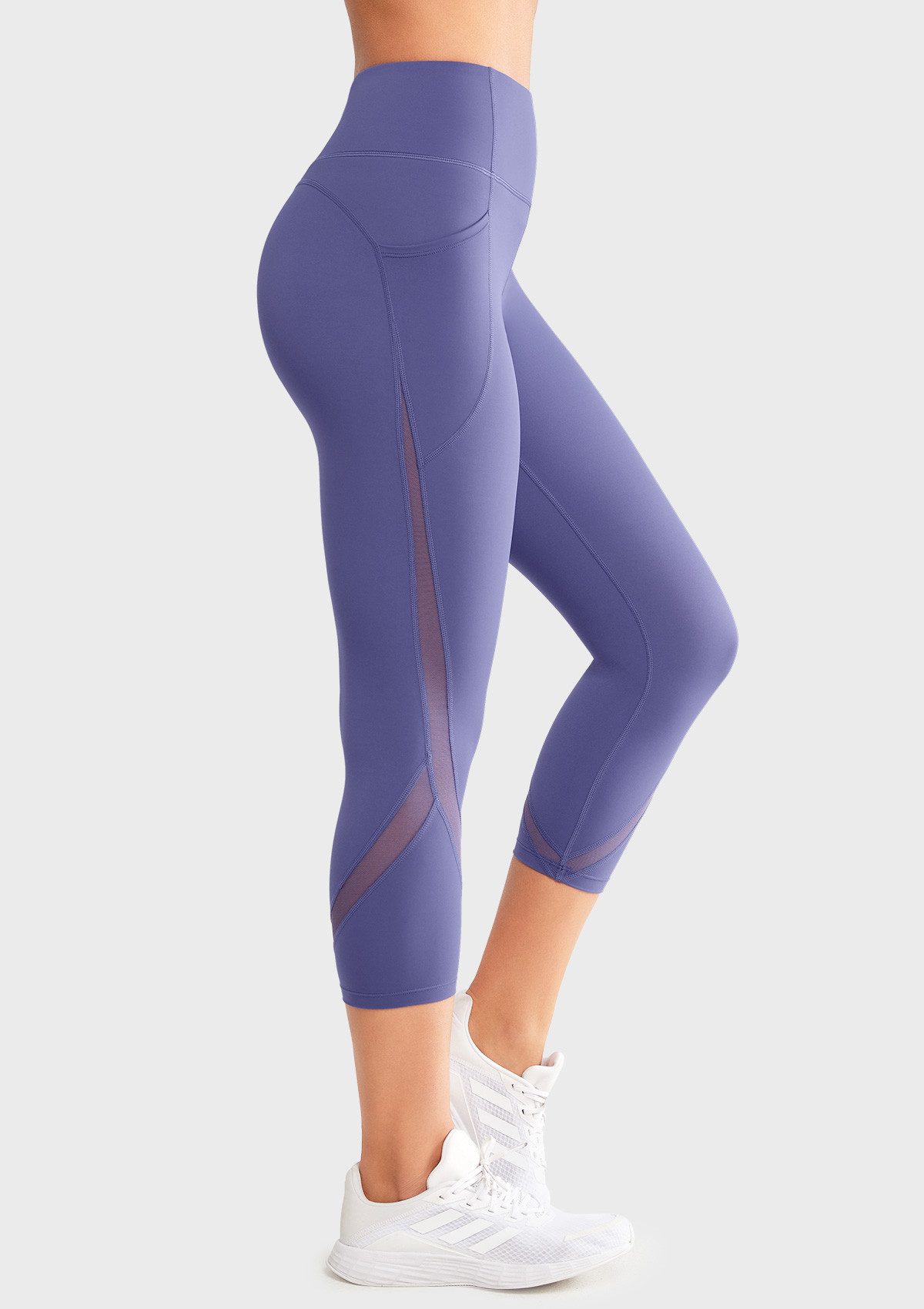 Yvette 3/4-Leggings Damen Capri Sporthose mit Tasche hohe Taille Blickdich, E110610A21