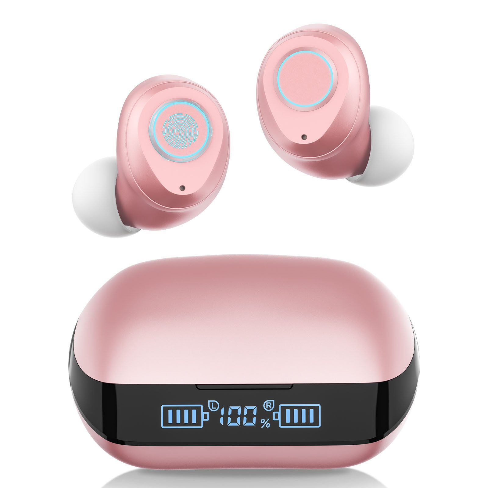Sanorum Bluetooth Sport Kopfhörer mit ENC Mikrofon In-Ear-Kopfhörer (60 Stunden HiFi Stereo Bluetooth Kopfhörer In Ear, HD Anruf, Rauschunterdruckung, Kopfhörer Kabellos Bluetooth 5.3, IPX7 wasserdichte Ohrhörer für iOS Android)