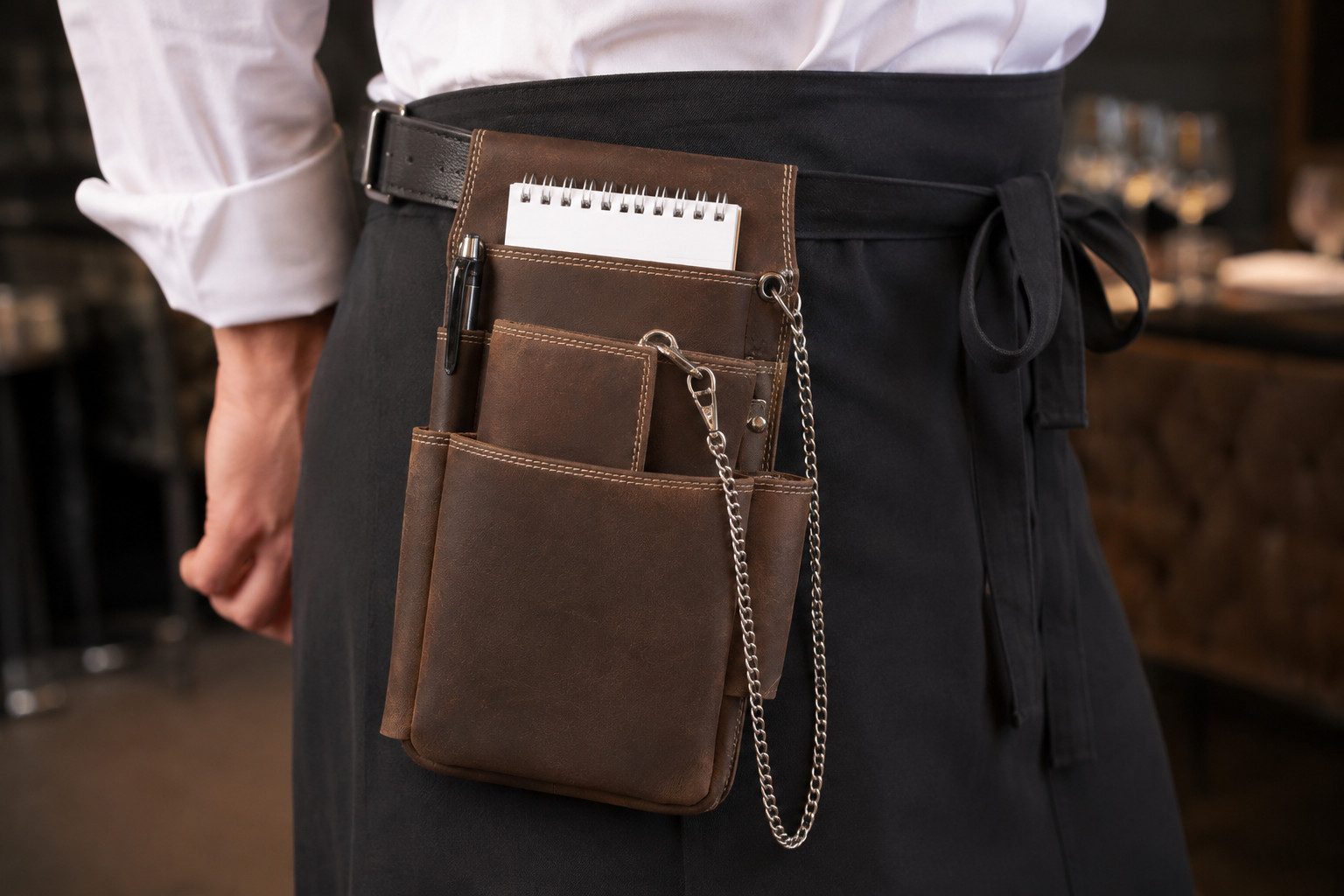 MF Kellnerbörse Kellner Geldbörse mit Halfter und Kette Robustes Hunter Echt Leder