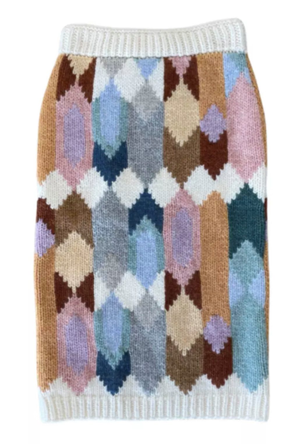 PRADA Karorock Shetland Midi Strickrock Handmade in Italy Strukturierter Echtes Shetland-Strickmaterial, grob strukturiert