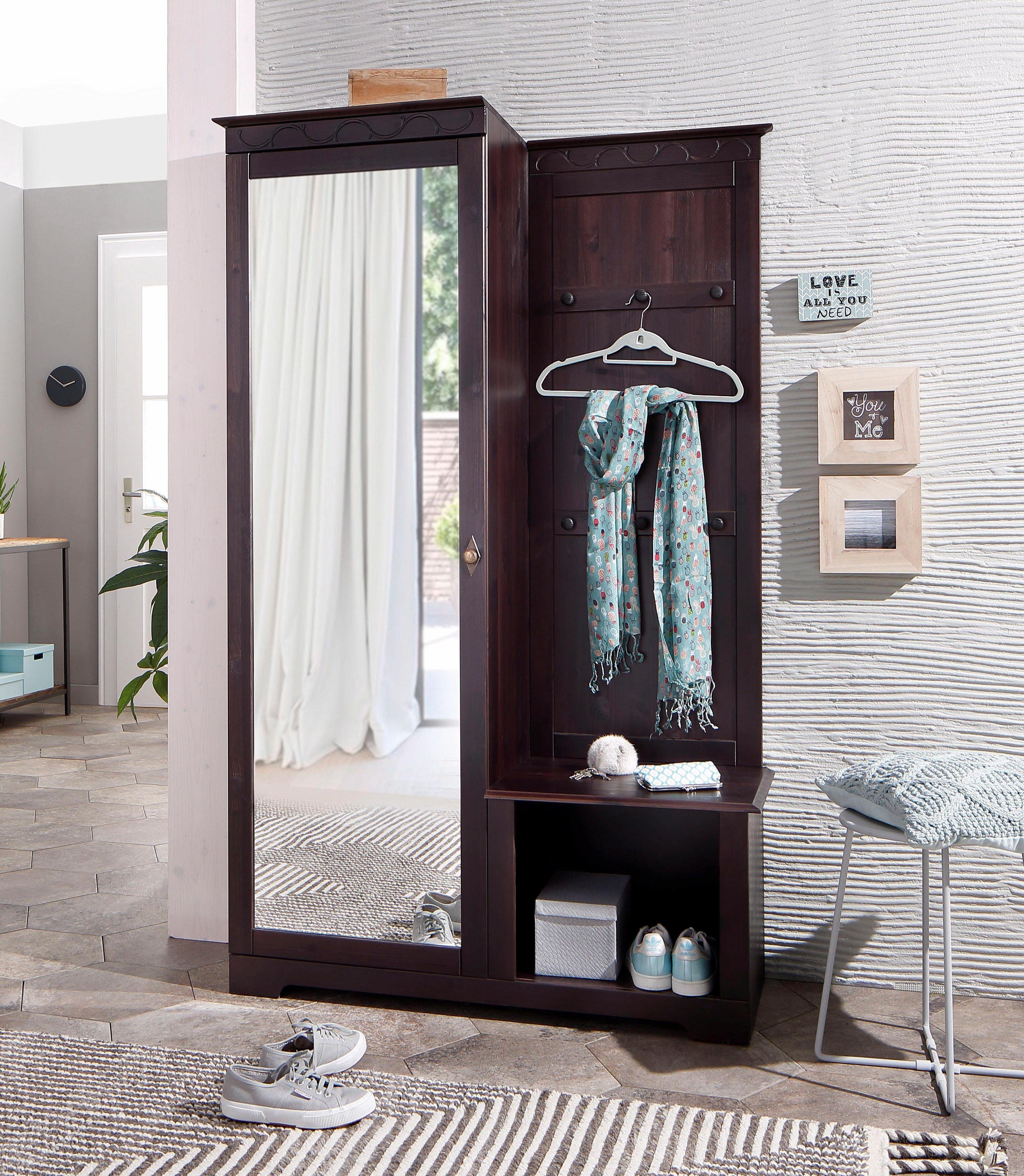 Home affaire Garderobenschrank »Laura« aus schönem massivem Kiefernholz ...