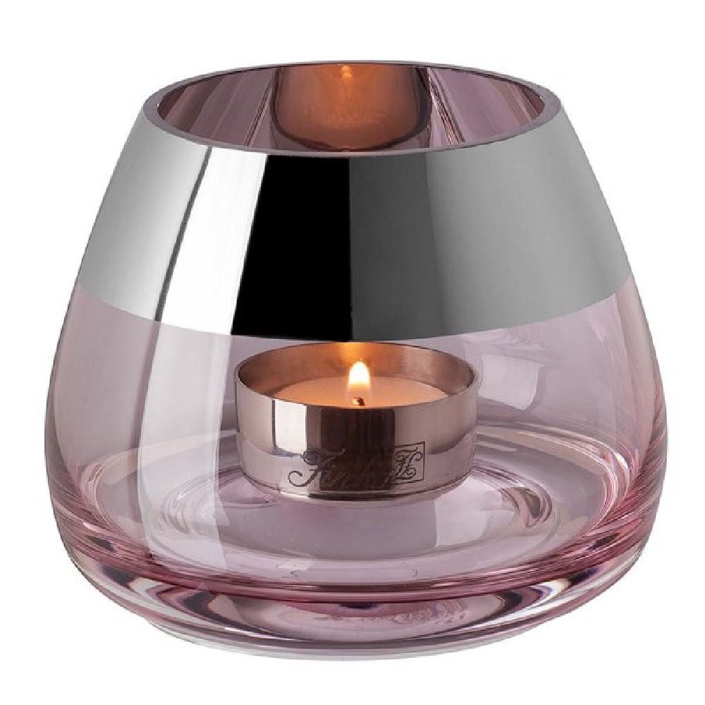 Fink Kerzenhalter Windlicht Bella Rosa mit Platinrand (11cm)