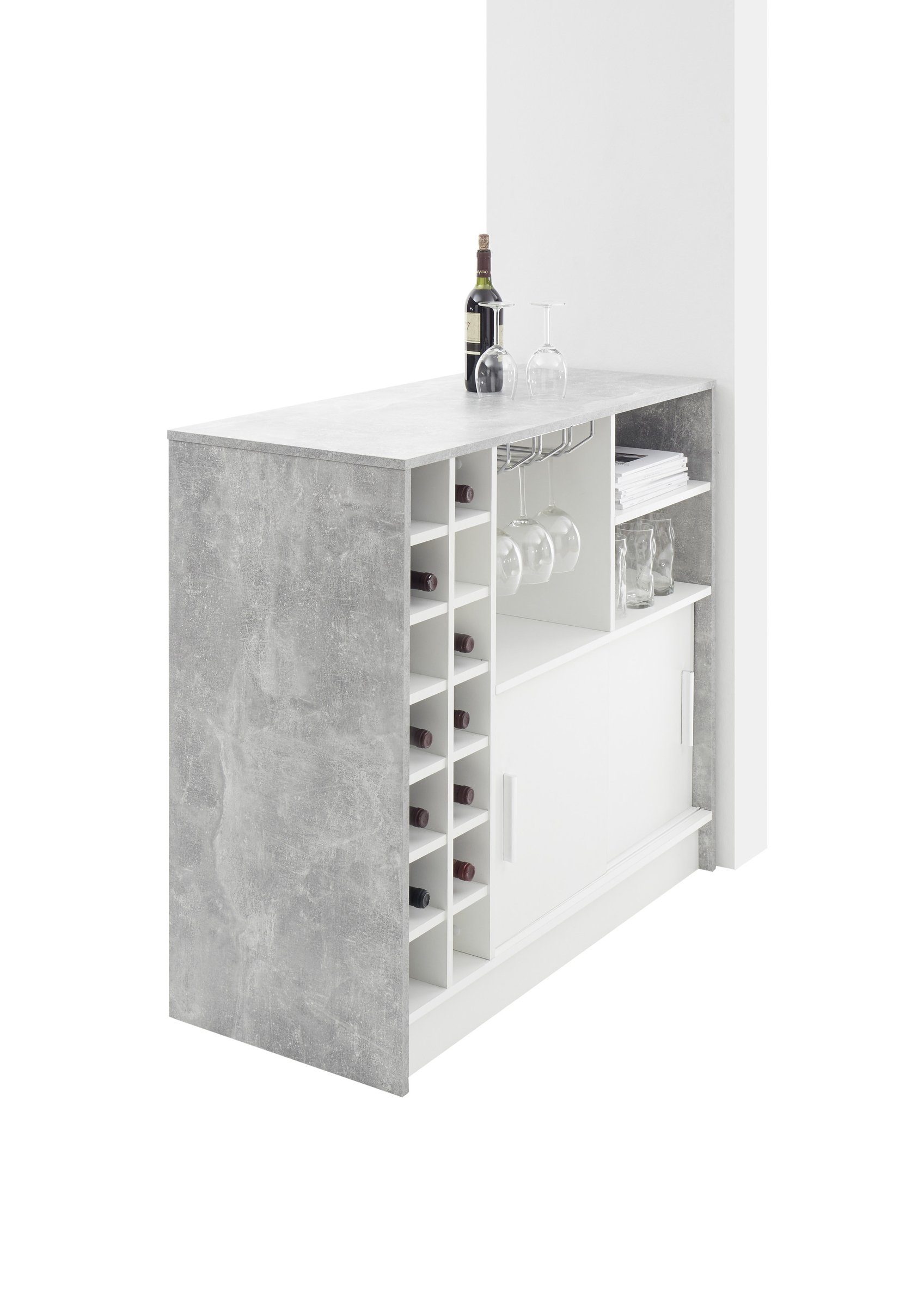 Stolkom Sp.z.o.o. Bartisch aus beton weiß Dekor in mit verchromter Stange (BxHxT: 110x100x48 cm)