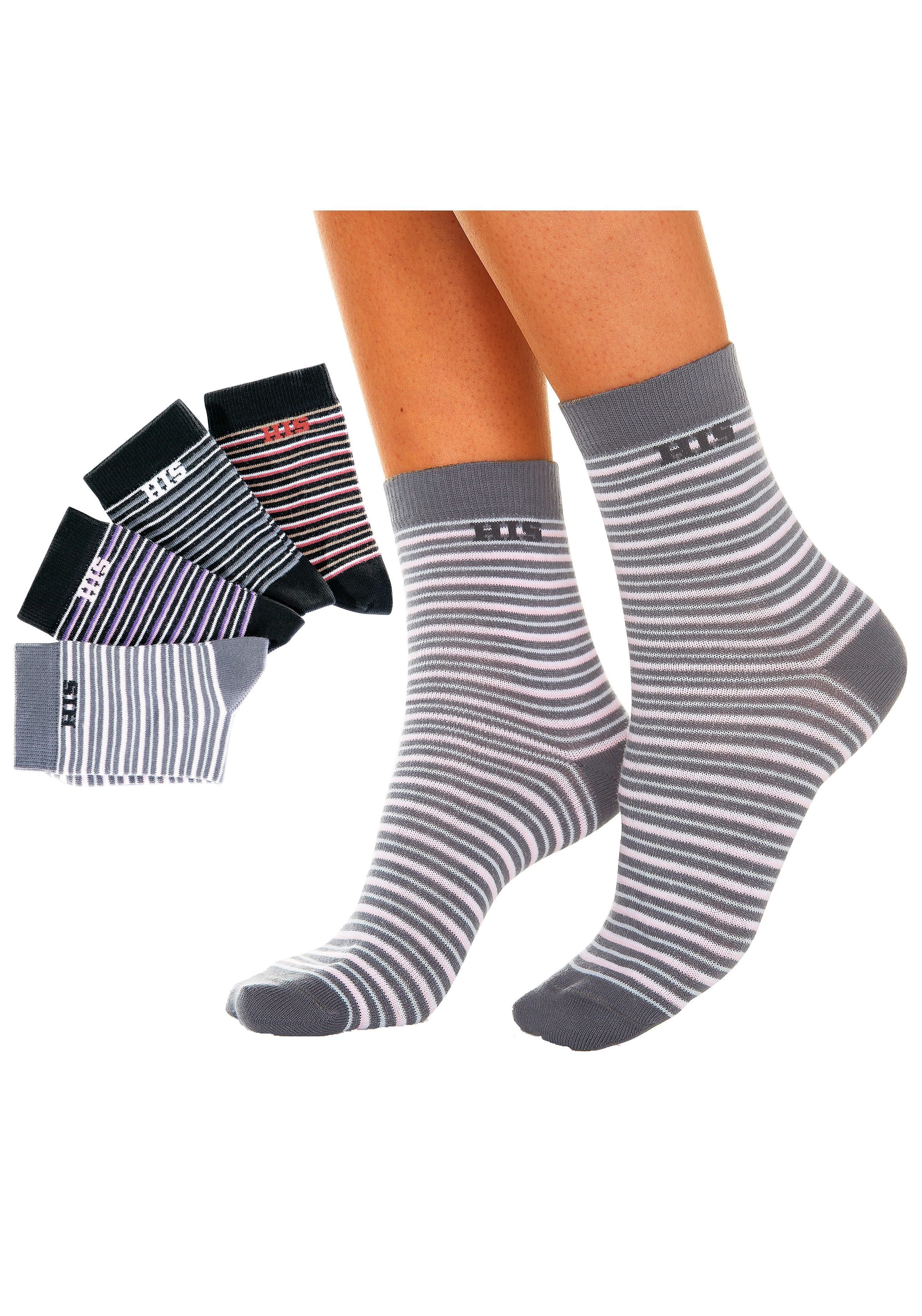 H.I.S Basicsocken (Packung, 4-Paar) mit eingestricktem Markenlogo
