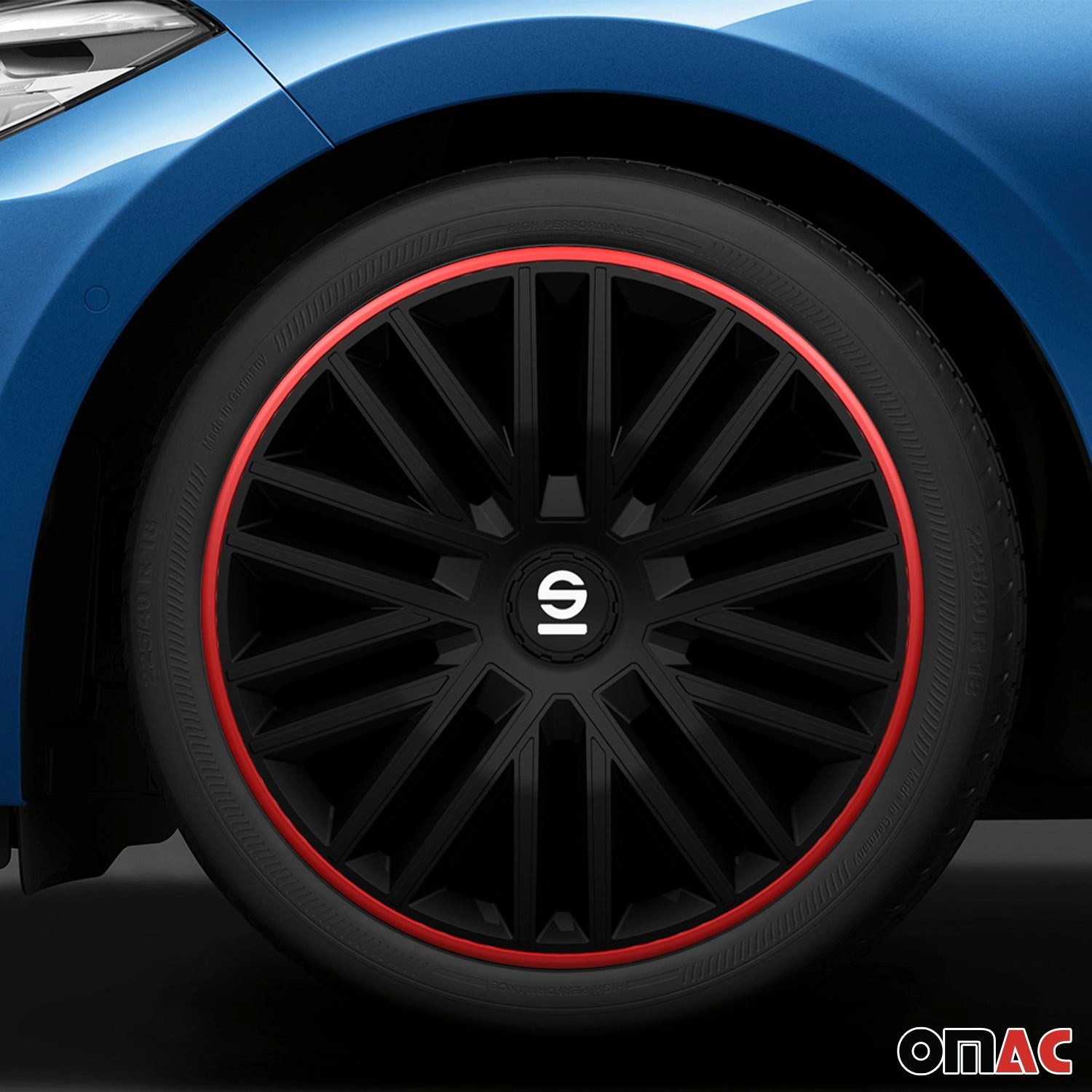 OMAC Radkappen Sparco 14 Zoll Roma Silber Grau 4tlg, (4-St) Einfache Installation, Haltbar