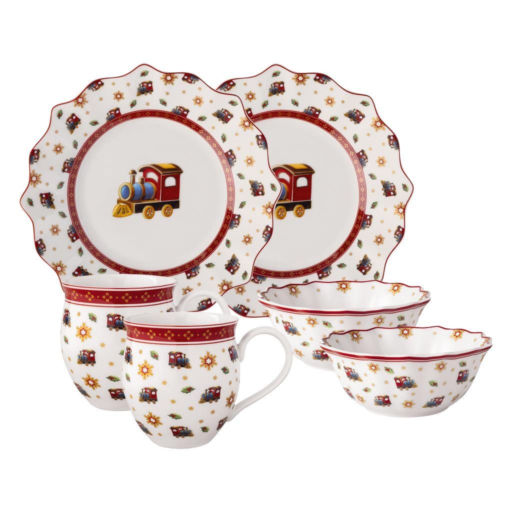 Villeroy & Boch Frühstücks-Geschirrset Toy's Delight Frühstücks-Set Lokomotive 6er Set (6-tlg), 2 Personen, Porzellan