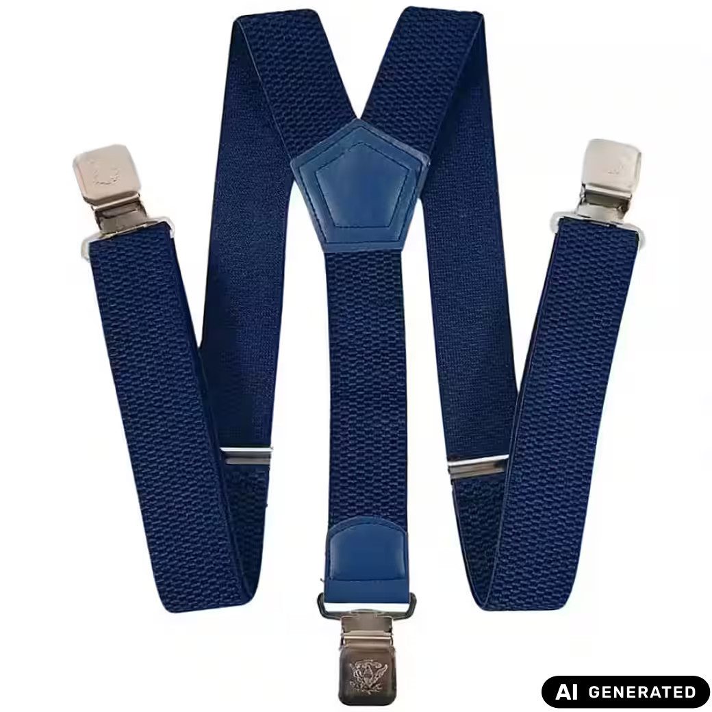 Ware aus aller Welt Hosenträger blau starke Y Hosenträger 40 mm breit mit starke Krallenclips