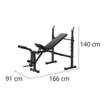 Gymrex Hantelbank Multifunktionshantelbank Hantelbank bis 100 kg belastbar verstellbar