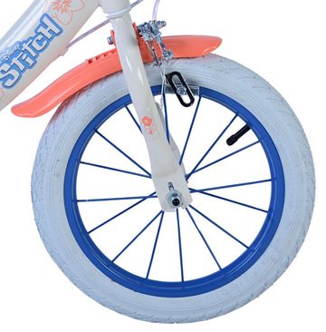 Volare Kinderfahrrad Disney Stitch 14 Zoll Blau & Creme, (1-tlg), Handbremsen, geschlossener Kettenkasten, mit Puppensitz und Klingel