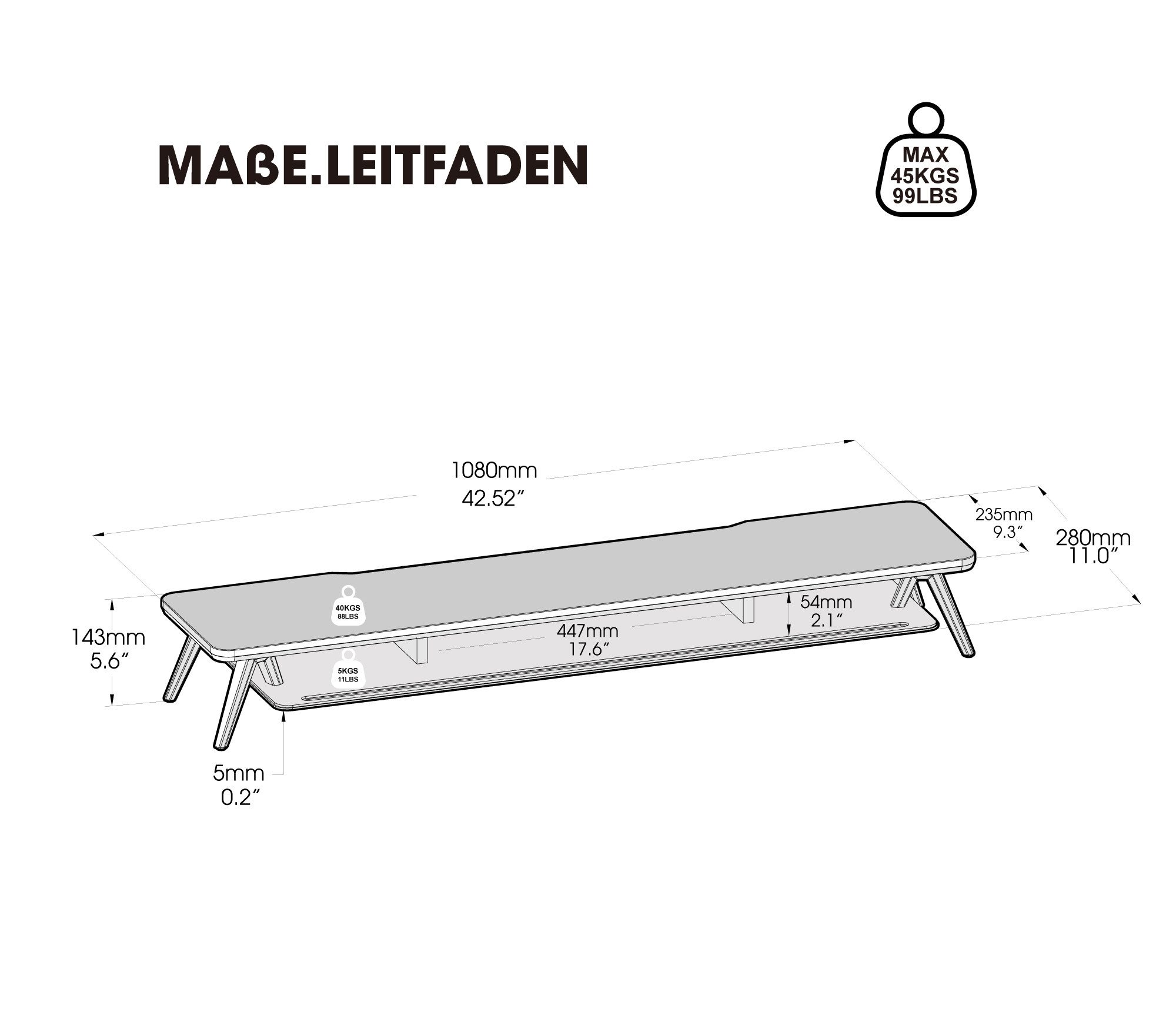 Fenge Monitorständer, (Bildschirmerhöhung für 2 Monitore, Monitorhalterung, Massivholz)