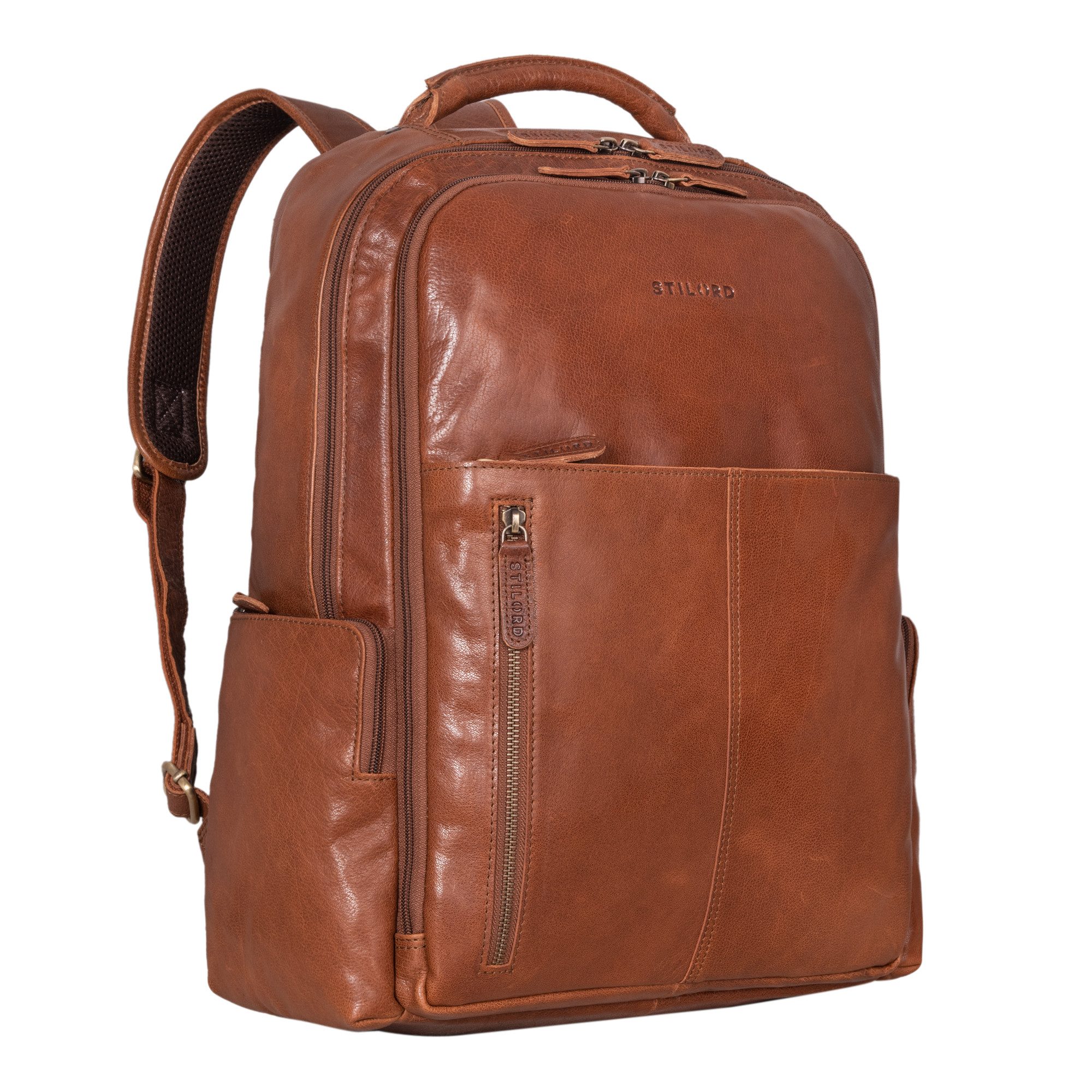 Notebook-Rucksack "Sherlock" Laptoprucksack Damen und Herren 17 Zoll Leder