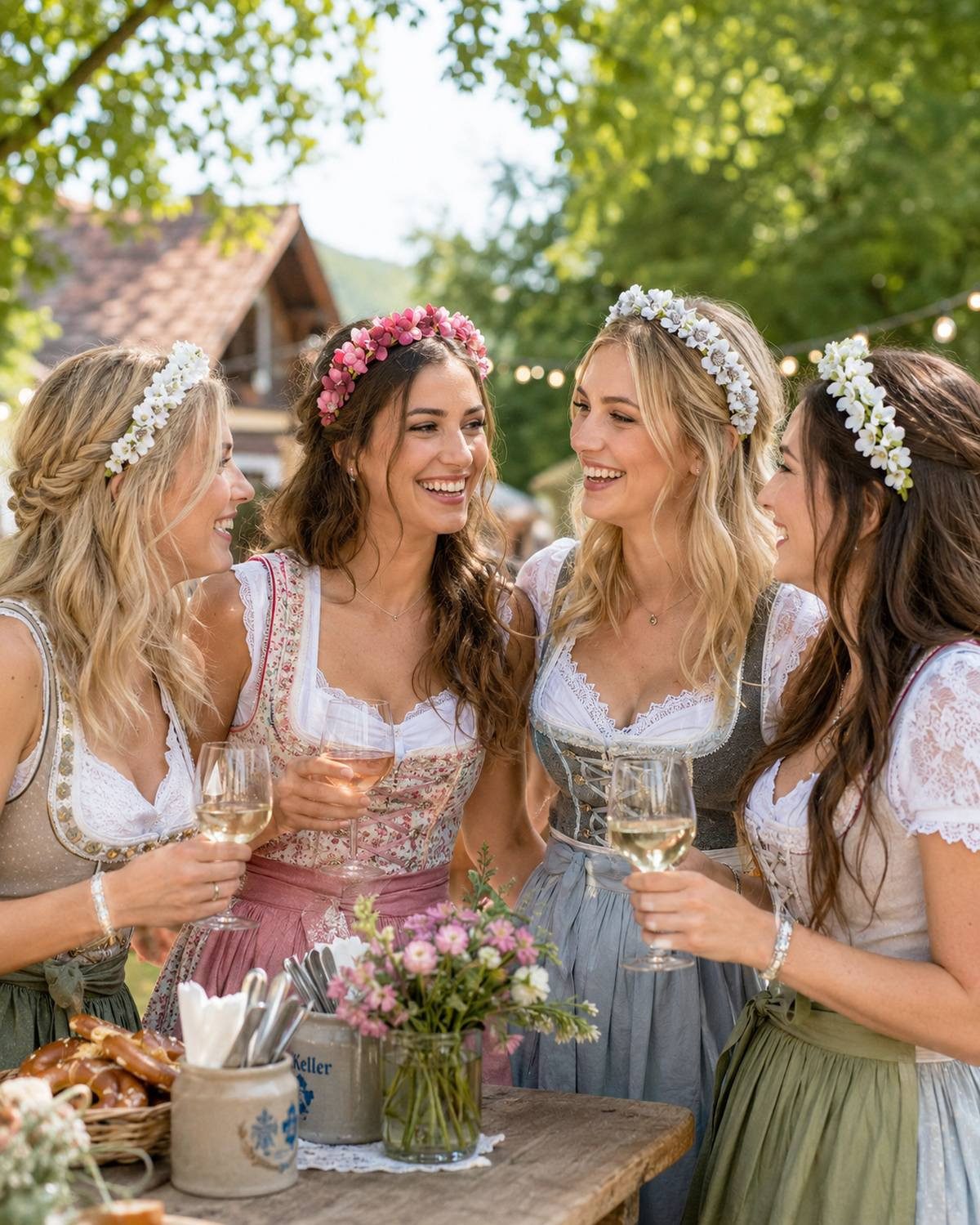 Trachtenland Haarreif Blumen Haarkranz "Sabia" mit Rosen, Haarschmuck Dirndl Hochzeit