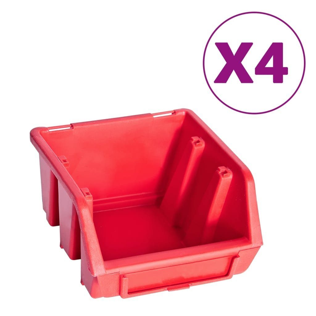 Werkzeugbox Behälter-Set 8-tlg. Kleinteile Schwarz Rot für mit vidaXL Wandplatte