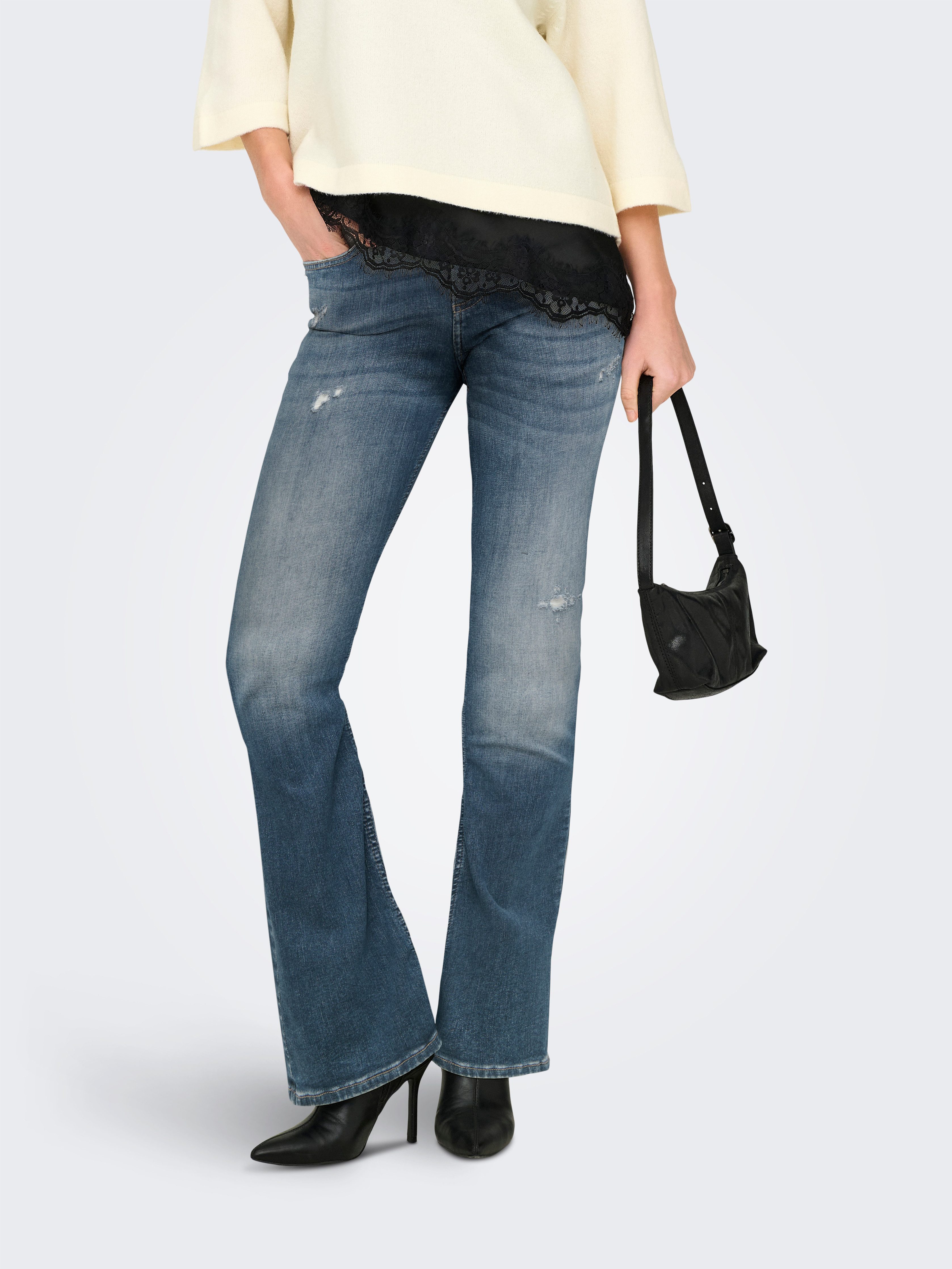 ONLY Bootcut-Jeans ONLBLUSH MID WAIST FLARED DNM REA1099 mit dezentem Used-Look