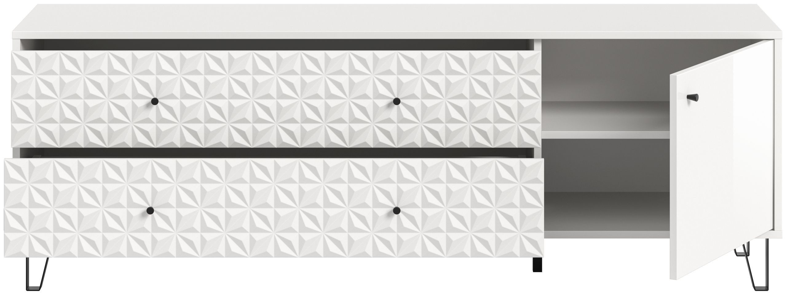 xonox.home Lowboard Prisma, TV-Lowboard in weiß hochglanz B/H/T ca.: 164 x 56 x 40 cm