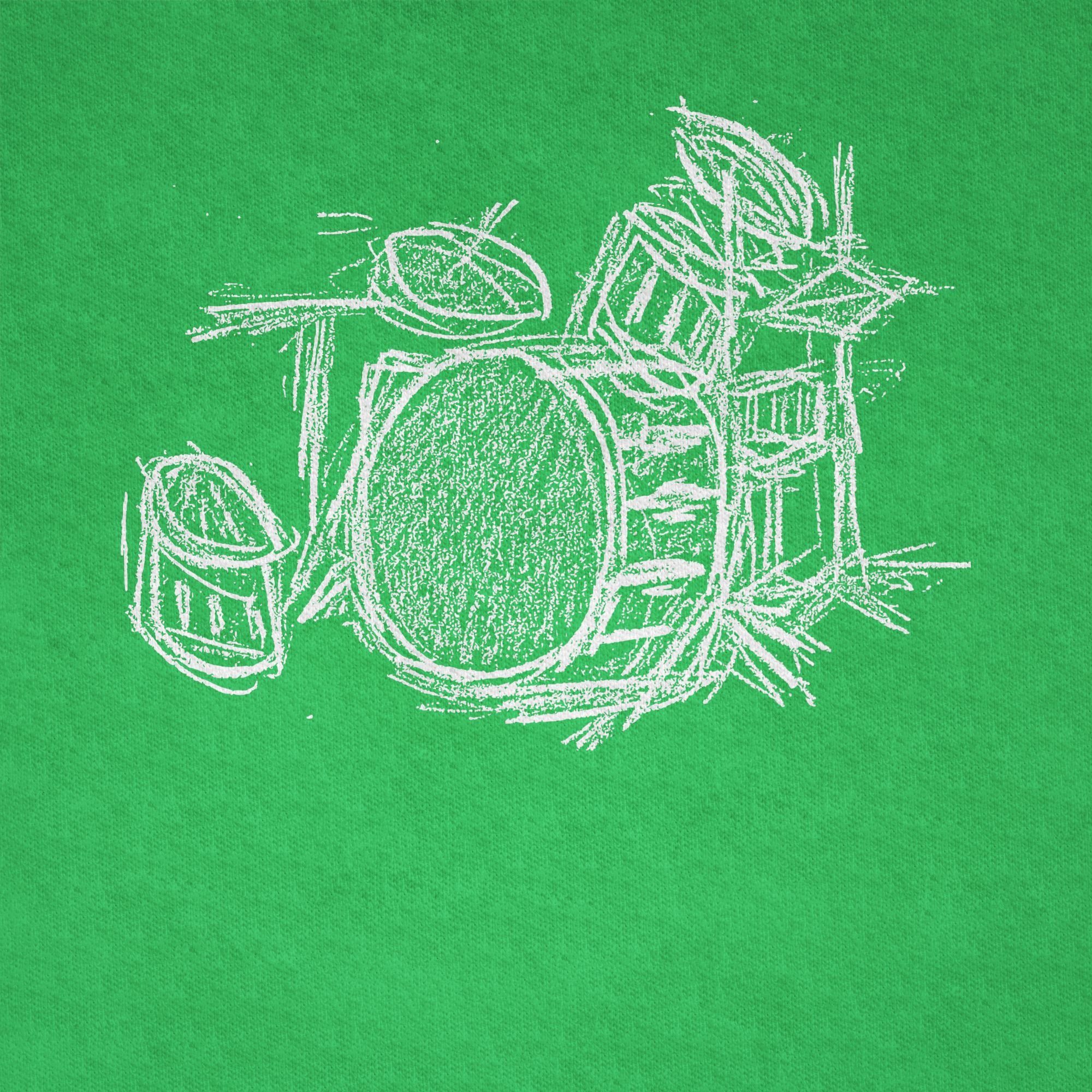 Kreidezeichnung Grün Shirtracer Music 2 T-Shirt Schlagzeug -