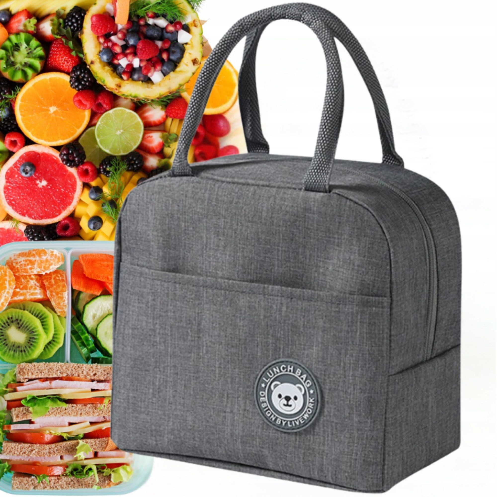 Realb2b Lunchbox Lunchbox Isoliertasche Thermotasche mit Reißverschluss Lebensmittel, (Einzelartikel Lunchbox Isoliertasche Thermotasche, Isoliertasche Lunchbox Tasche für warme und kalte Speisen), Isolierfunktion wasserabweisend Reißverschluss leicht tra