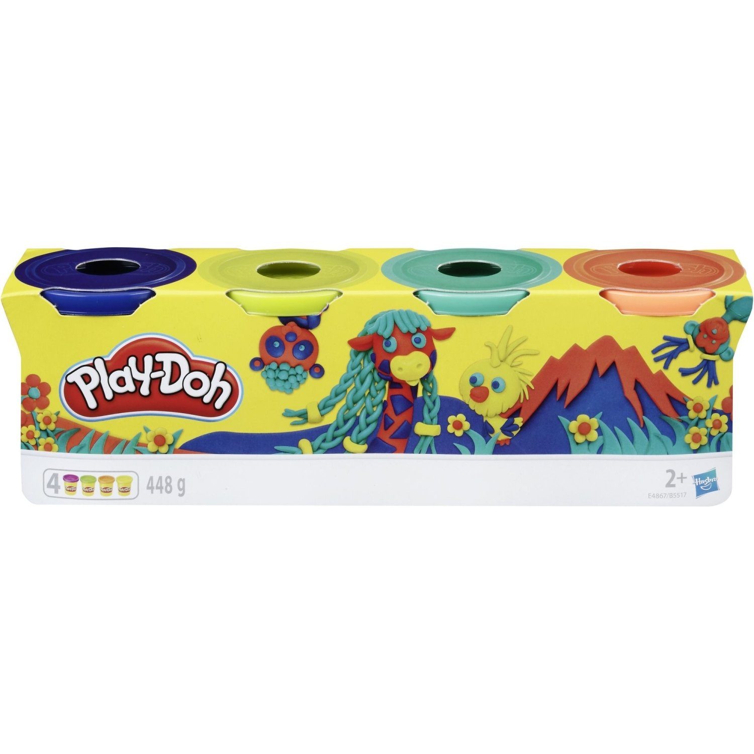 Hasbro Knete Play-Doh 4er Pack WILD, Knete Spielen Basteln für fantasievolles und (Packung)