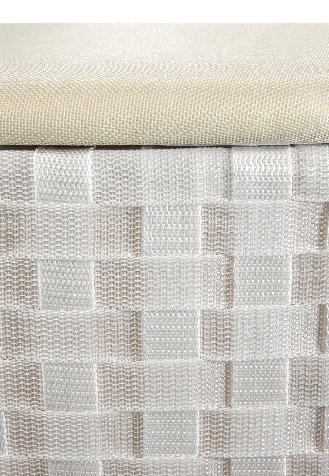 Kobolo Wäschesortierer Wäschebehälter Wäschesammler - Nylon - beige weiß (Stück, mit Deckel), 45x33x53 cm