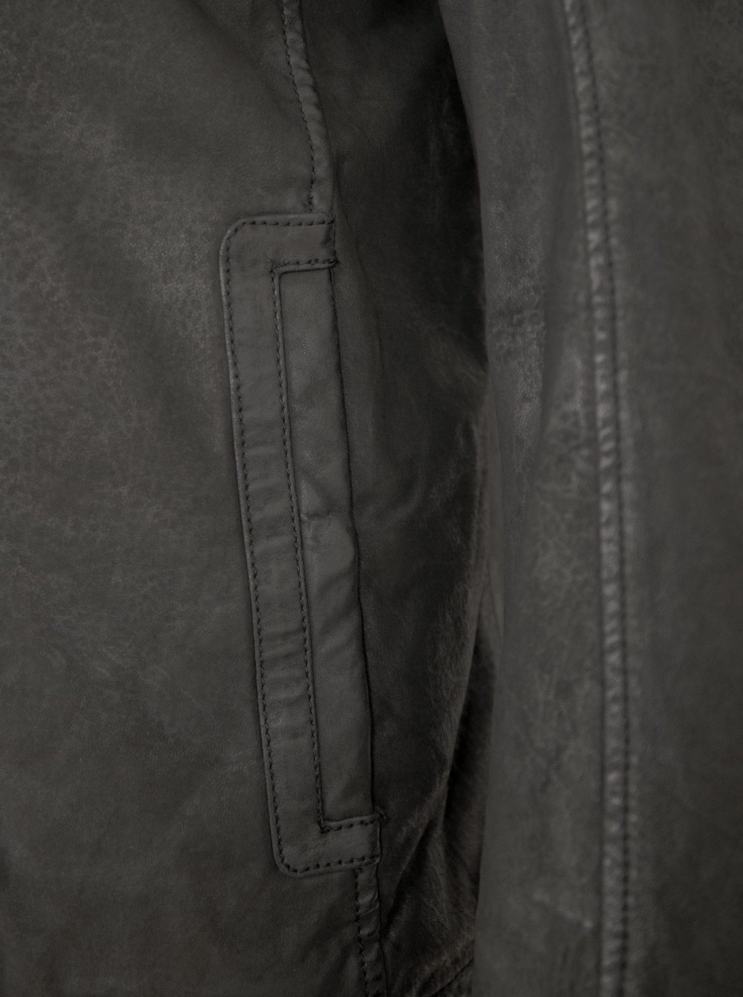 Jilani Lederjacke Ventura Jilani - Herren Lederjacke Kapuze Nubukleder schwarz