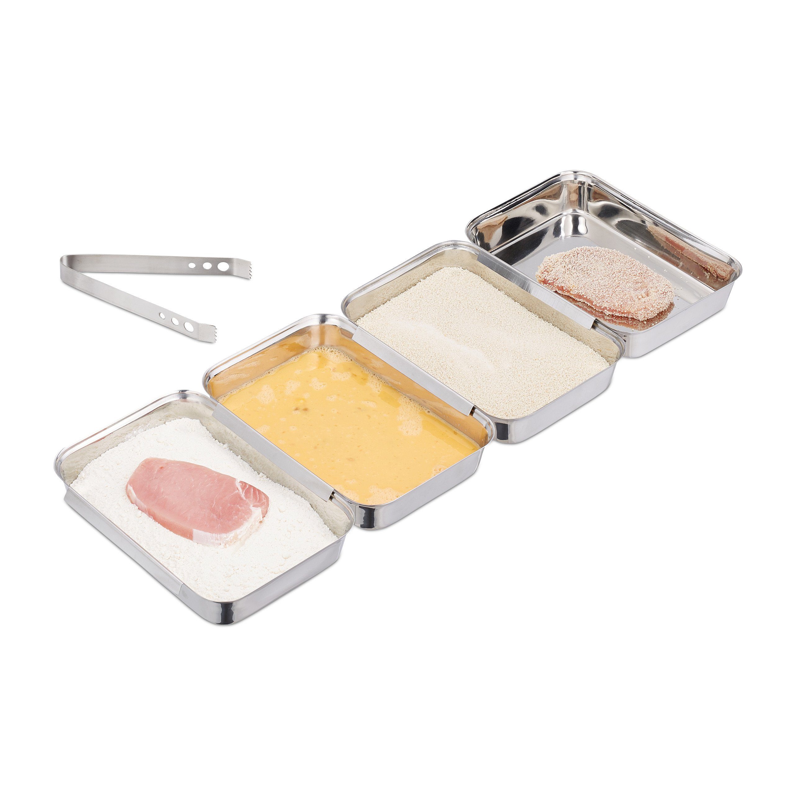 relaxdays Panierschale Panierstraße Edelstahl, Edelstahl, (5er Set, 5-tlg), 5er Pack