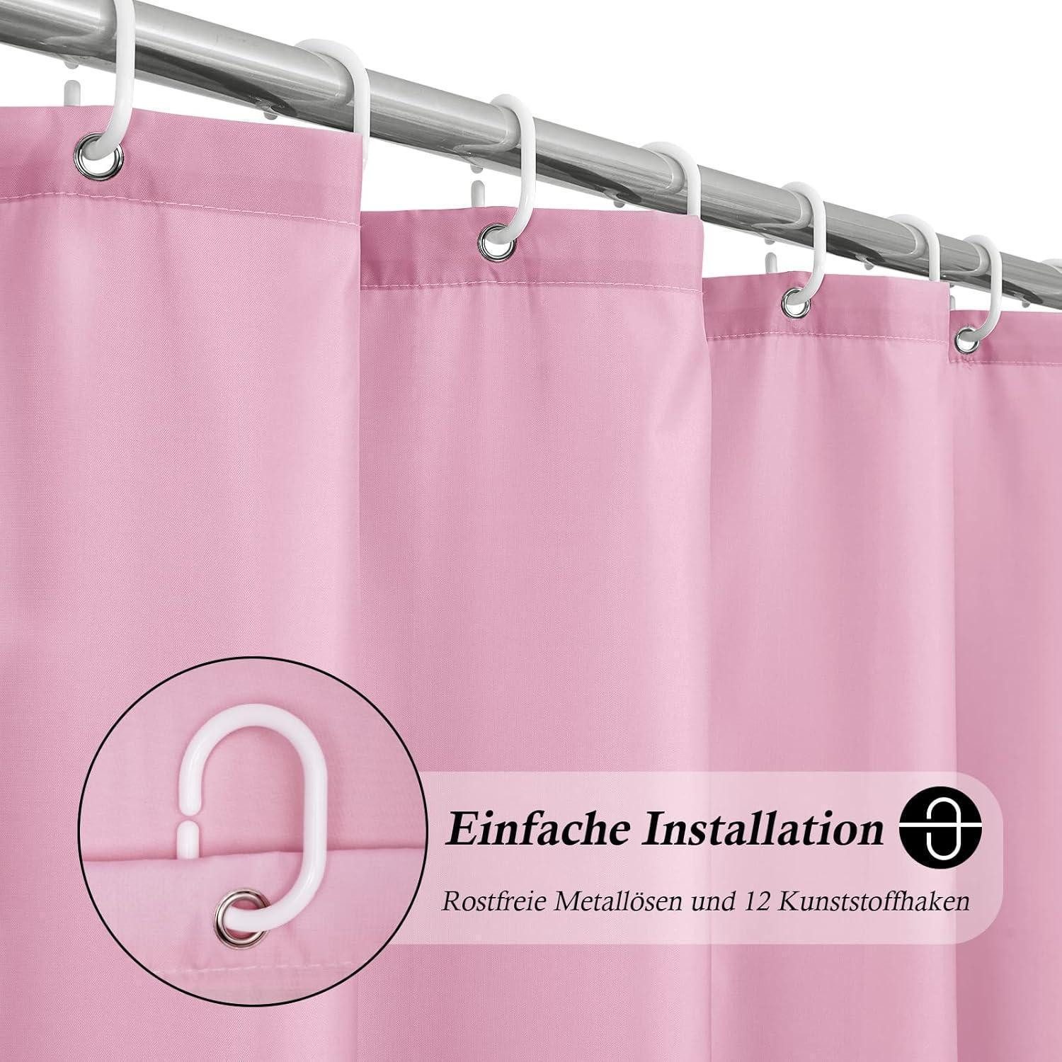 LuxusKollektion Duschvorhang Duschvorhang 180x180 Textil wasserdicht Rosa H günstig online kaufen