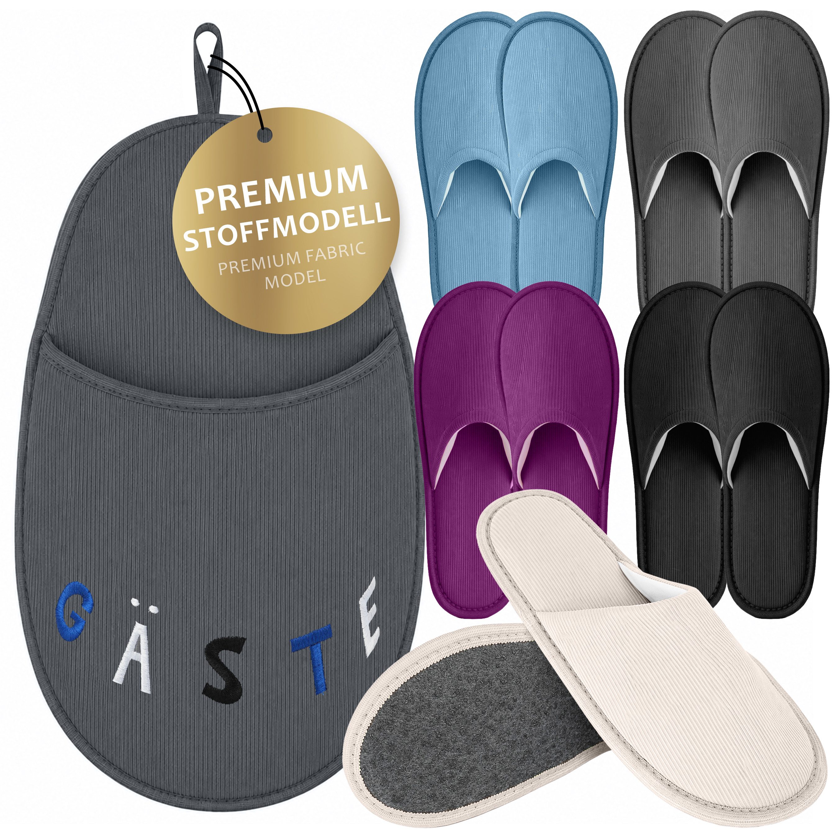 ONVAYA Premium Hausschuhset Gäste, Waschbare Gästepantoffeln, Guest Slipper Hausschuh
