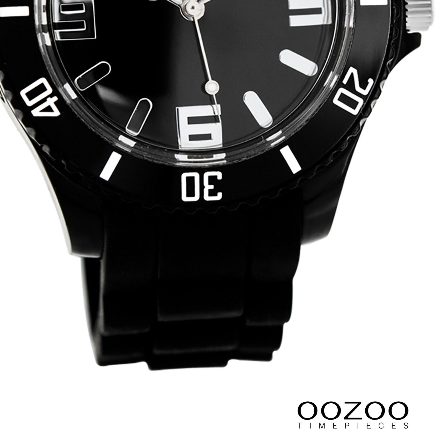 OOZOO Quarzuhr Oozoo Unisex Armbanduhr Vintage Series, (Analoguhr), Damen, Herrenuhr rund, groß (ca. 43mm) Silikonarmband schwarz