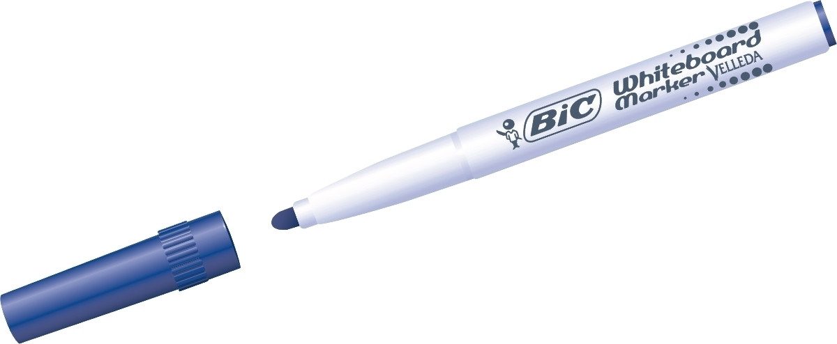 BIC Whiteboard Marker Whiteboardmarker Velleda Rundspitze 1,4mm blau (12 Stück)