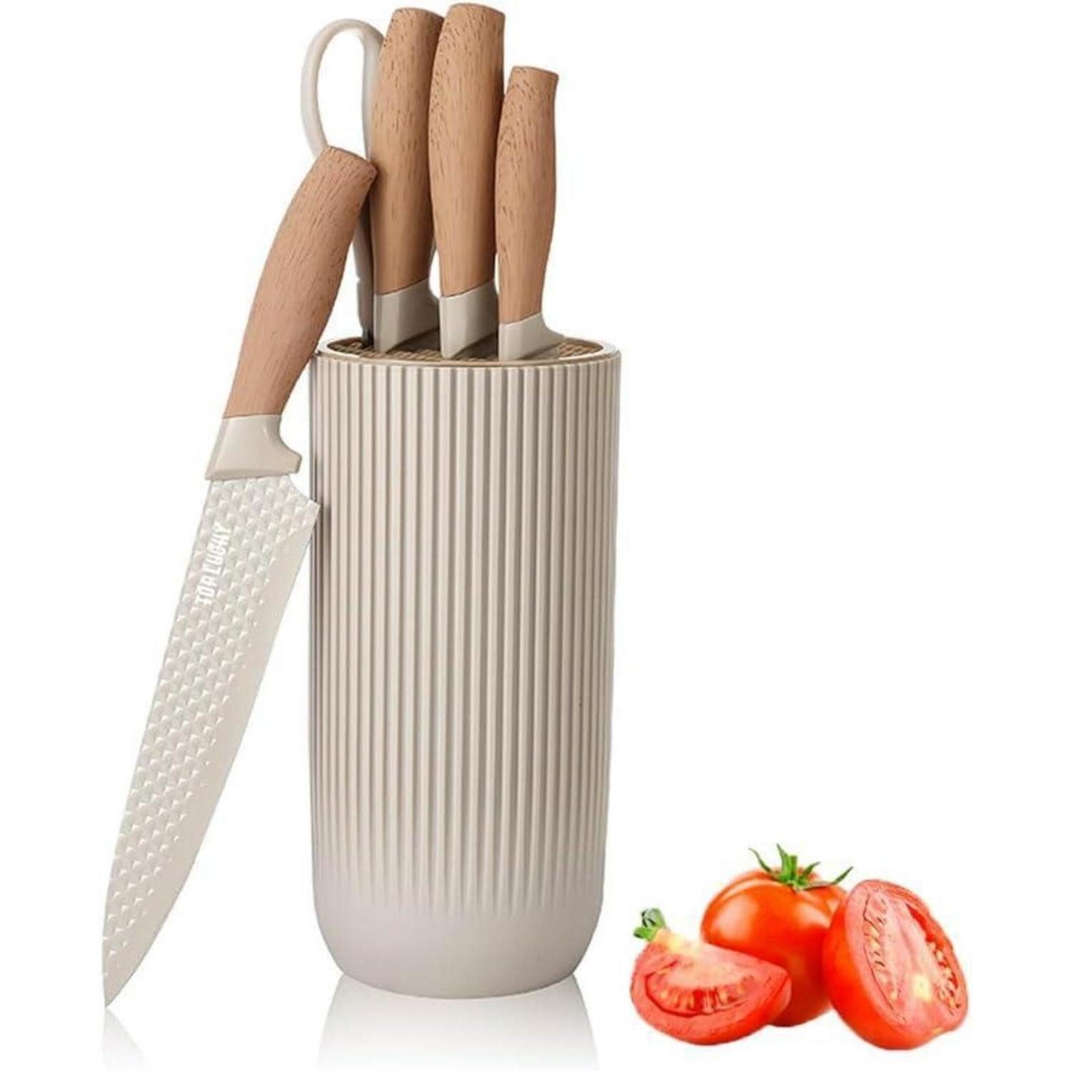 LuxusKollektion Messerblock Messer Set 6-tlg. Khaki mit Block
