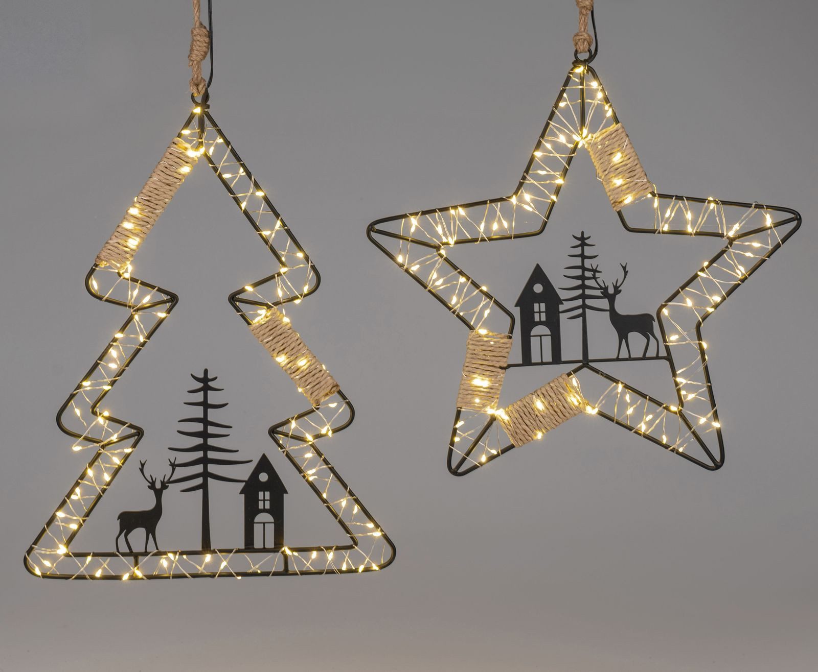formano LED Dekolicht LED Weihnachtshänger 2er Set Baum & Stern, 41/36 cm je 102 LEDs, LED fest integriert