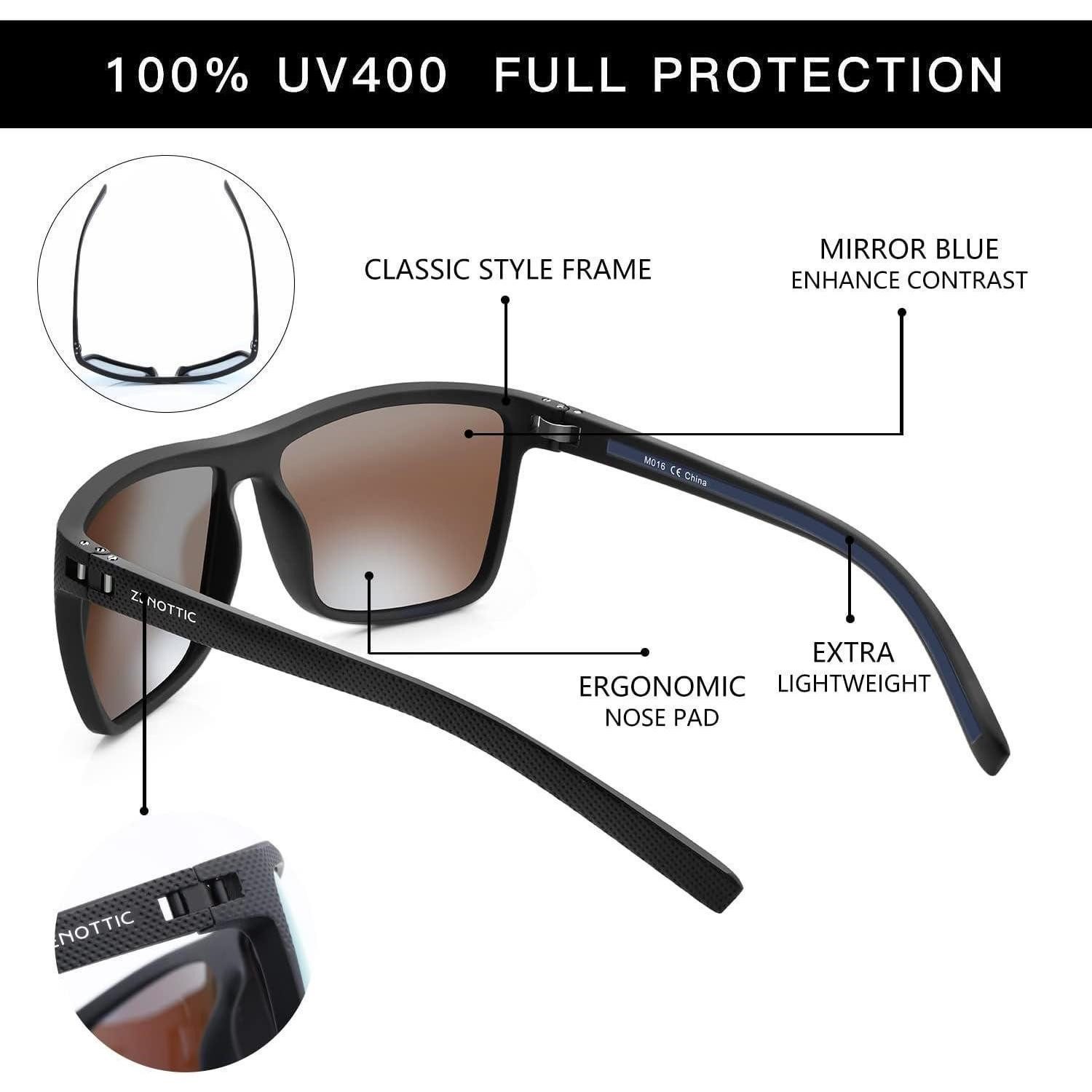 LuxusKollektion Sonnenbrille Sonnenbrille Herren C004 Schwarzer Rahmen Blau Verspiegelte Linse