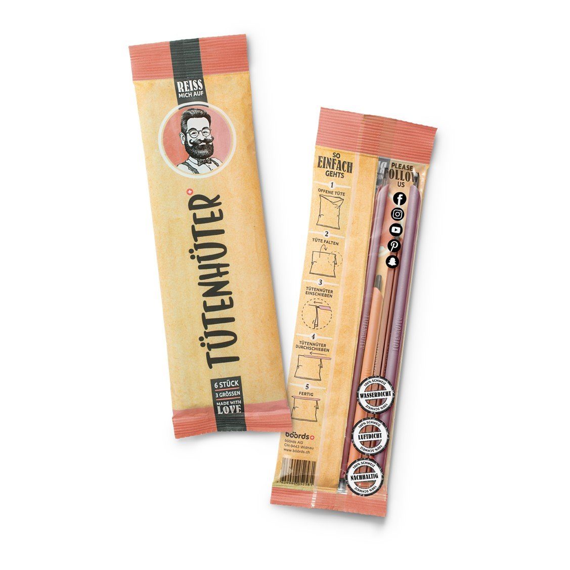 LK Trend & Style Verschlussklammer Tütenhüter: Verschlussmöglichkeit von Tüten oder Beutel (6-tlg), Wasserdicht, Luftdicht, Aromaschutz.