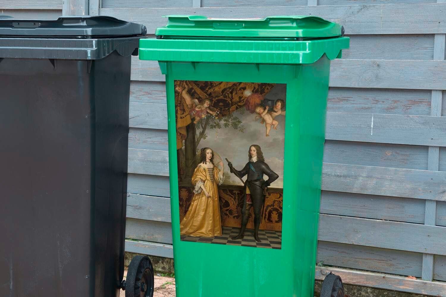 (1 St), Gerard von Container, Sticker, II. Porträt - MuchoWow Honthorst van Wandsticker Wilhelm Abfalbehälter Mülltonne, Gemälde von Mülleimer-aufkleber,