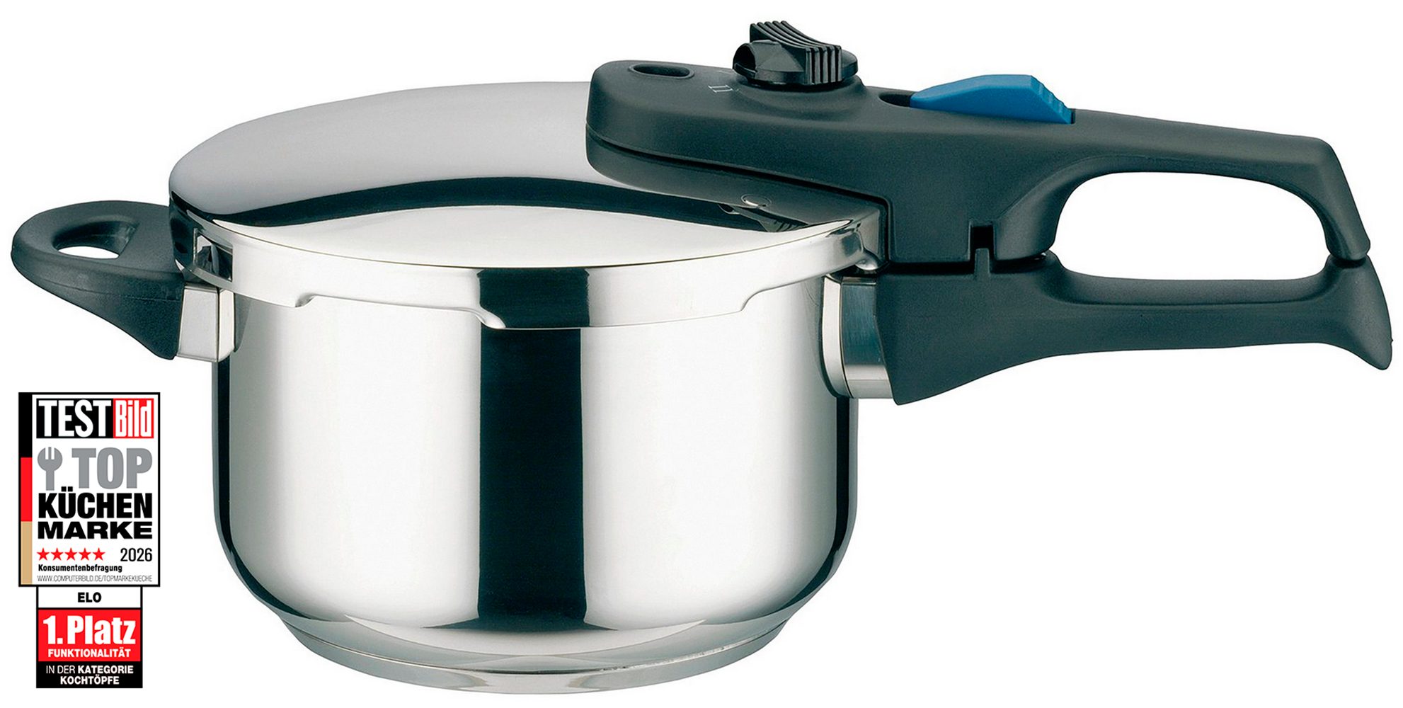Elo Schnellkochtopf Praktika Plus XS, Edelstahl 18/10, Edelstahl 18/8 (1-tlg), Dampfkochtopf, incl. Ersatzdichtungsring, Induktion